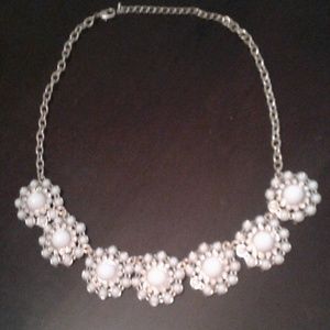 Pretty White & Gold Statement Necklace